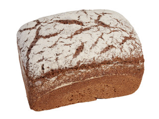 loaf of rye bread on a white background