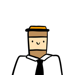 Coffee cup head businessman hand drawn illustration