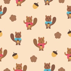 Cute squirrel seamless pattern background