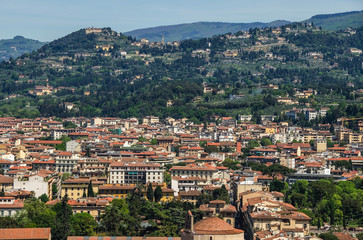Fototapeta na wymiar Italian red roofs in Florence, Tuscany, Italy.