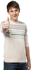 Young man giving a thumbs up