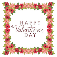 happy valentines day label with flower crown icons