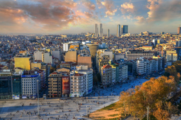 Taksim Square in Istanbul, Turkey. Business Istanbul view
