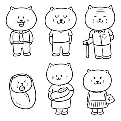 vector set of cat family