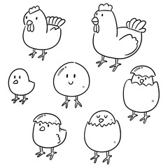 vector set of chicken and egg