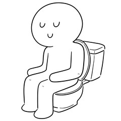 vector of man using flush toilet