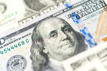 Obraz na płótnie Canvas Dollars bills background. Close up cash money.