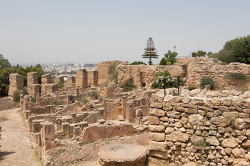 Fototapeta na wymiar The archaeological site of Ancient Carthage, Tunisia, Africa