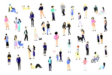 Set of people . Outdoor. Different activities. EPS 10