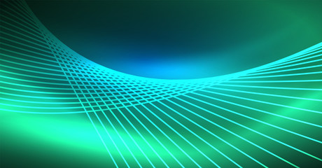 Neon glowing magic background, neon banner, night sky wallpaper. Magic light effect. Christmas abstract pattern.