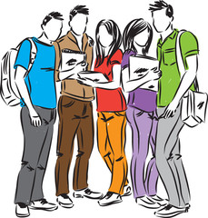 GROUP OF STUDENTS VECTOR ILLUSTRATION