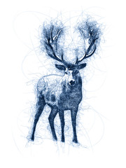 Great Deer Ballpoint Pen Doodle Illustration