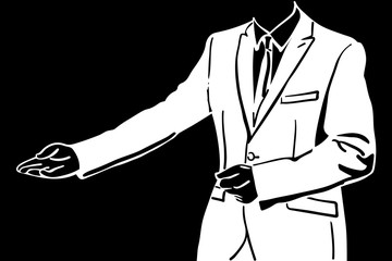 vector sketch of a mannequin of men in a suit invites
