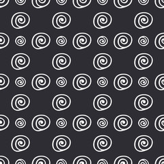 Abstract spiral shells fashion flat seamless vector pattern. Simplified retro illustration. Wrapping scrapbook paper background. Minimalistic style doodle. Element design, wallpaper, fabric printing.