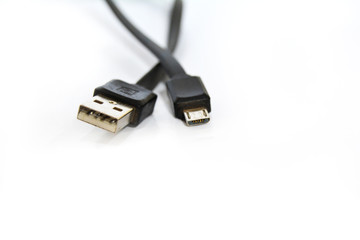 USB cable for smartphone on white background