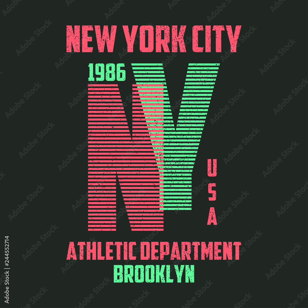 Wall mural new york typography for t-shirt. brooklyn modern graphics for tee shirt with lines. slogan ny for tr