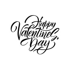 Vector illustration. Hand drawn elegant modern brush lettering of Happy Valentines Day on hearts background. - Vector