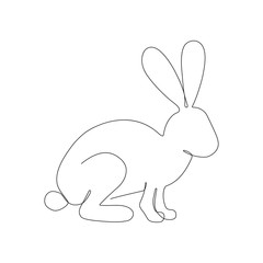 Rabbit one line. Continuous line drawing hare. Hand-drawn minimalist bunny. Vector illustration.