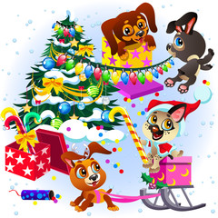 Fototapeta premium Cartoon sign we wish you merry christmas and happy new year