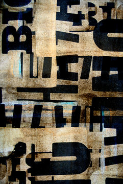 Random background collage paper typography texture on wall