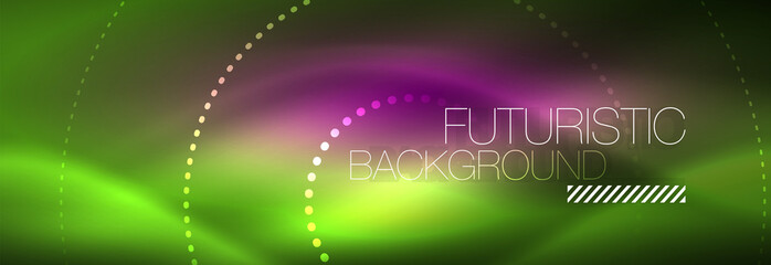Green neon dotted circles background