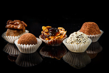 closeup assorted different types of healthy useful handmade candies