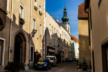 Naklejka premium Stein an der Donau .Krems an der Donau. Federal state of Lower Austria, Wachau Valley, Austria (Osterreich)
