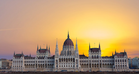 Fototapeta premium Hungary, Budapest Parliament view from Danube river 