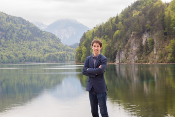 Fototapeta premium Rest on a mountain lake near Neuschwanstein.
