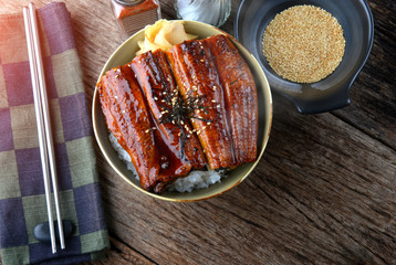 Japanese grilled eel with rice.