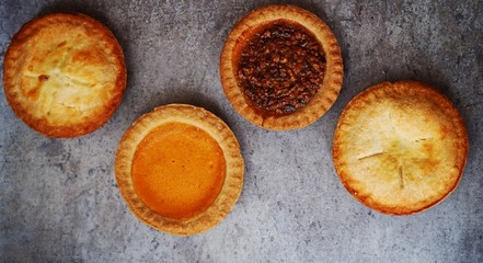 Different various types of mini pies background
