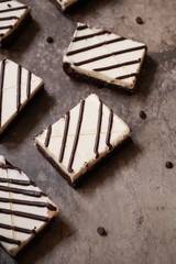 Cheesecake brownies, selective focus