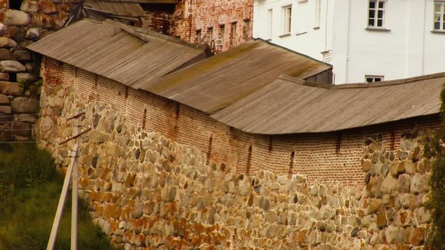 Solovetsky Monastery exterior wall close up