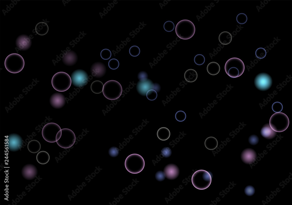 Leinwandbilder bokeh in abstract style on black background. illuminated design. vector abstract geometric backgroun