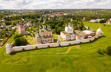 Fototapeta premium Aerial view of Goritsky Monastery of Dormition in Pereslavl-Zalessky