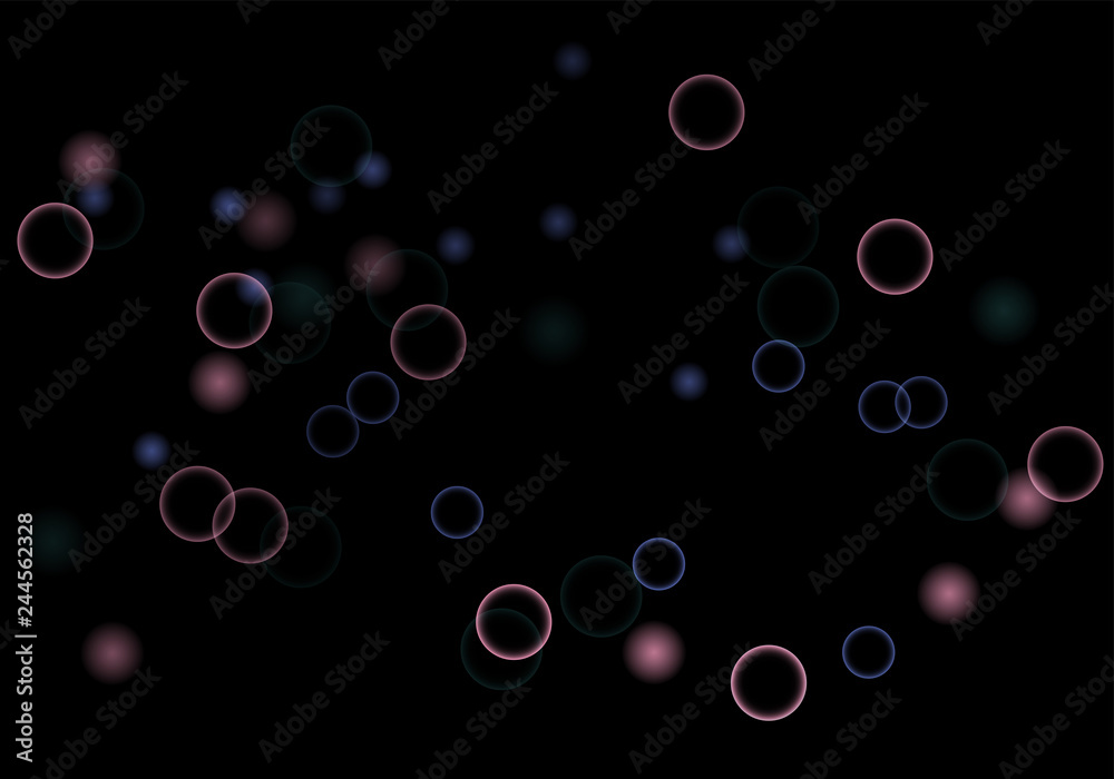 Leinwandbilder bokeh in abstract style on black background. illuminated design. vector abstract geometric backgroun