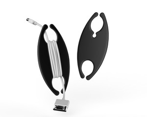 Blank Promotional Cord Wrap or Earphone Organizer for Branding. Blank Promotional Cord Wrap or Earphone Organizer for Branding. 3d render illustration.