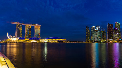 SINGAPORE - APRIL 15: Singapore city skyline and Marina Bay on April 15, 2016 in Singapore