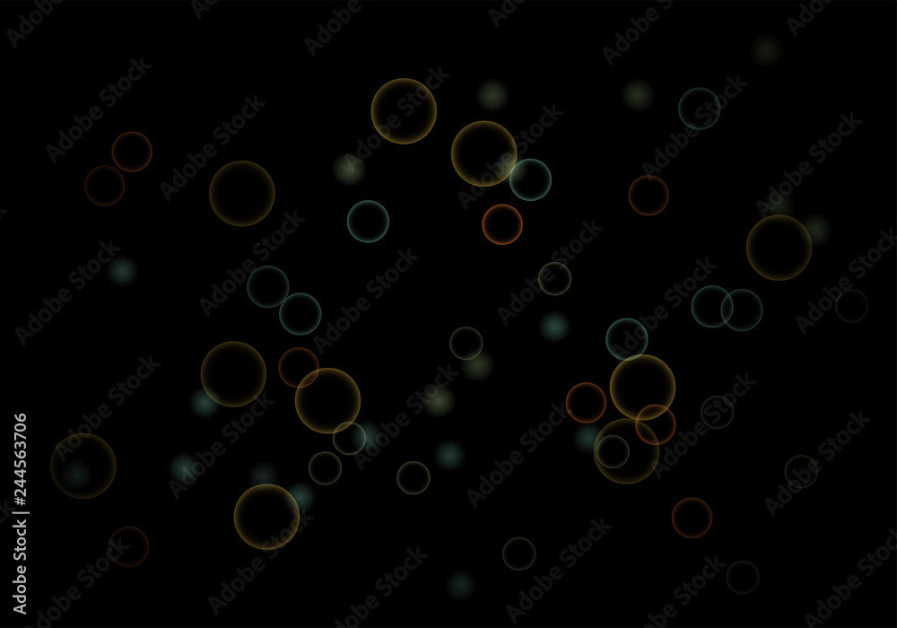 Leinwandbilder Bokeh in abstract style on black background. Illuminated design. Vector abstract geometric background. Bright bokeh texture. Bokeh. Modern wallpaper. Vector holiday design.