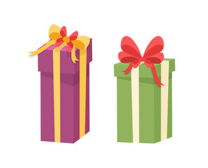 Christmas Presents Wrapped in Gift Boxes. Vector