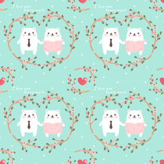 Seamless pattern couple bear