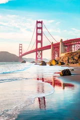 Dekokissen Golden Gate Bridge bei Sonnenuntergang, San Francisco, Kalifornien, USA © JFL Photography