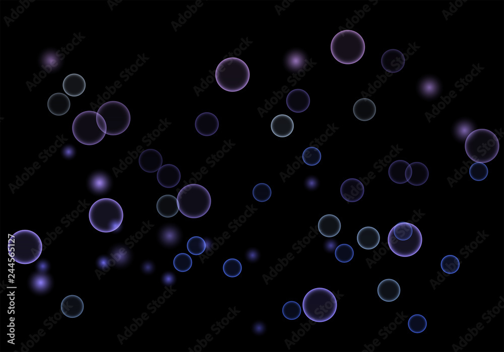 Poster Basic RGBBokeh in abstract style on black background. Illuminated design. Vector abstract geometric background. Bright bokeh texture. Bokeh. Modern wallpaper. Vector holiday design.