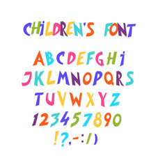 Full set of comic font. Letters and colored forms. A beautiful comic, modern font. Letters are symbols for the design of a poster, flyer or presentation. Bright graphic elements. 