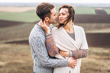 Romantic pretty couple outdoor  enjoy spending time together.