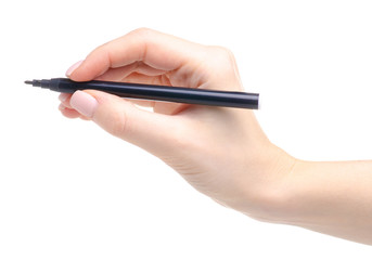 Naklejka premium Black marker in hand on white background isolation
