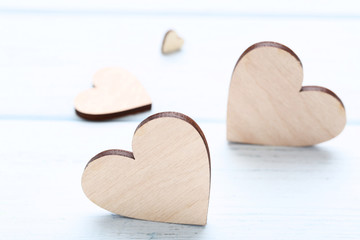 Brown hearts on wooden table