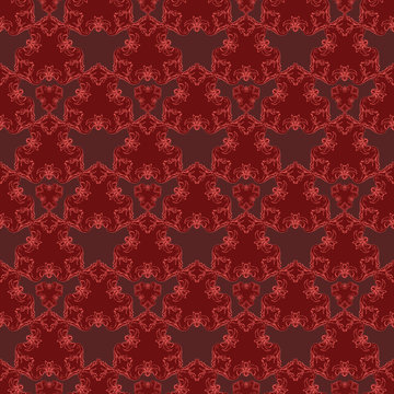 Seamless pattern with red damask ornament.Vector illustration. Vector illustration