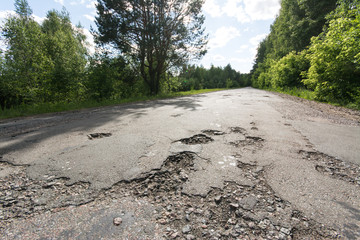 Potholes on road