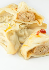 Chinese steam dumplings closeup